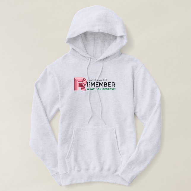 Sudadera Recuerden cita capucha de los hombres de gris verd (Diseño del anverso)