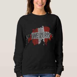 Sudadera Recuerdo de la bandera de Suiza en un mapa - Schwe