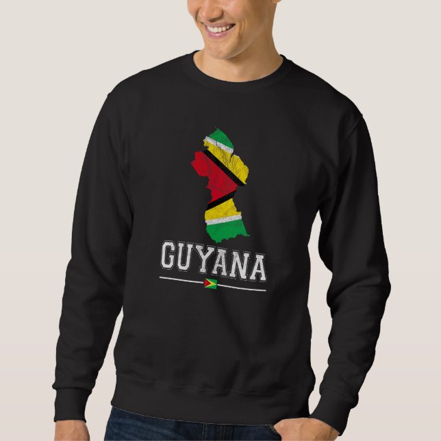 Sudadera Recuerdo de Mapa y Bandera Guyanés  Guyana Deterio (Anverso)
