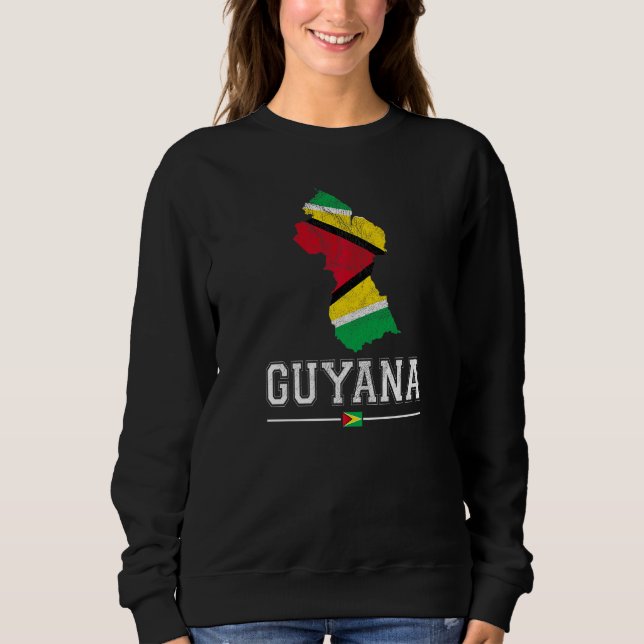 Sudadera Recuerdo de Mapa y Bandera Guyanés  Guyana Deterio (Anverso)