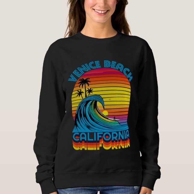 Sudadera Recuerdo Retro de Venice Beach de Surf y Playa (Anverso)