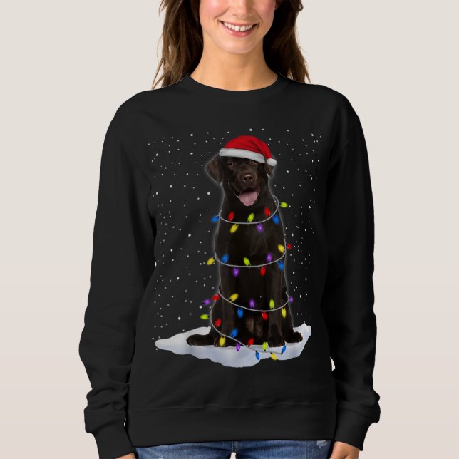 Sudadera Recuperador de Labrador Santa Christmas Tree Light (Anverso)