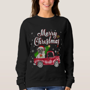 Sudadera Recuperador de Pug monta Navidades de Camión Rojo 