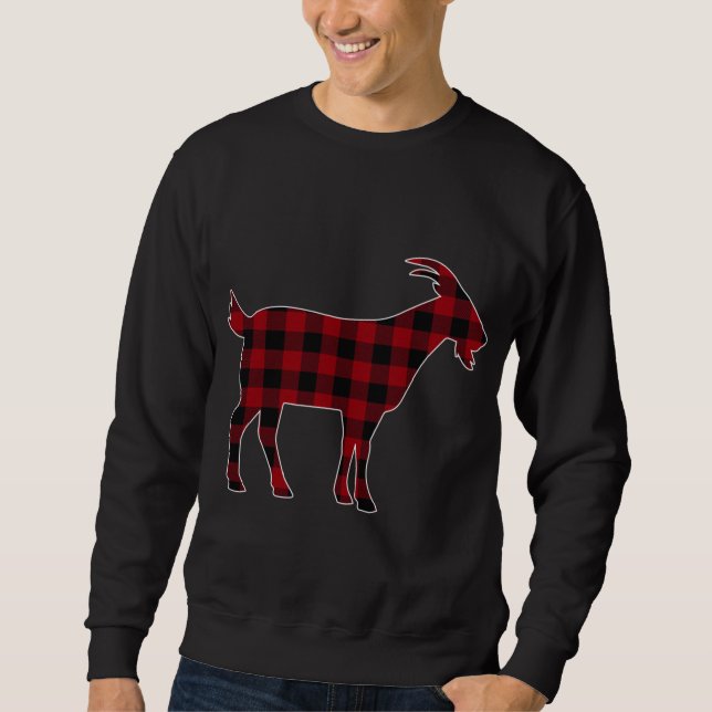Sudadera Red Black Plaid Goat Lover Farmer Mateo Familia (Anverso)