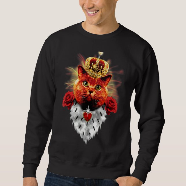 Sudadera Red Cat King Red Cat King Crown Roses Cat (Anverso)