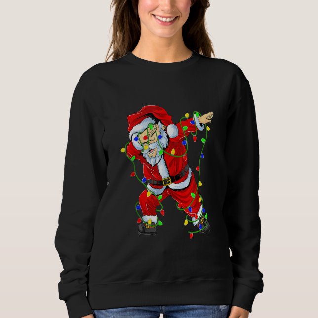 Sudadera Red Dabbing Santa Lighting Funny Xmas Navidades Da (Anverso)