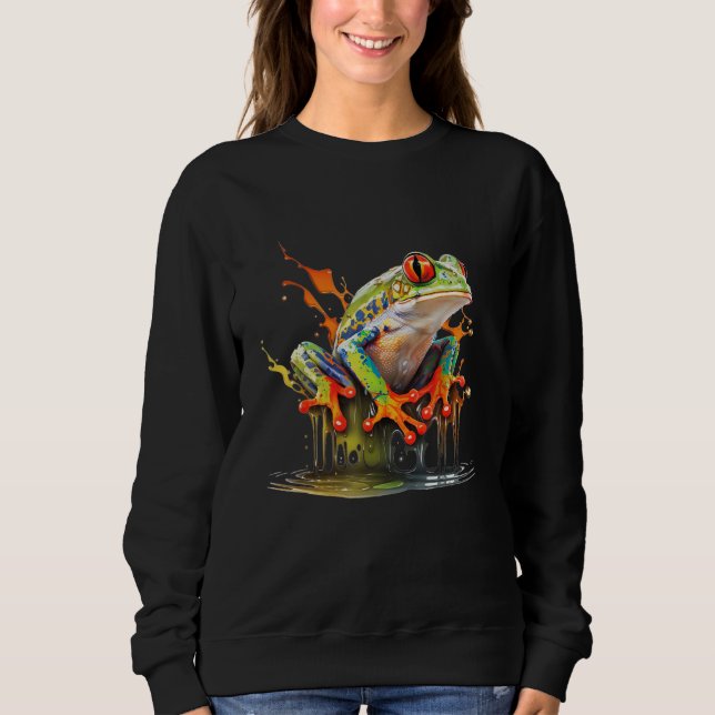 Sudadera Red Eyed Tree Frog Leaping Water Rainforest Amphib (Anverso)