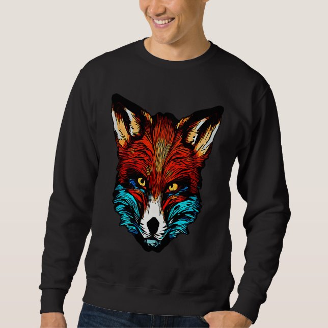 Sudadera Red fox forest animal wild predator artwork (Anverso)