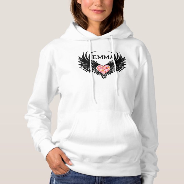 Sudadera Red heart angel black wings (Anverso)