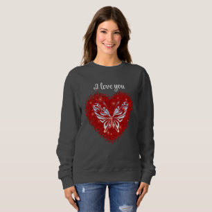 Sudadera Red heart glitter butterfly