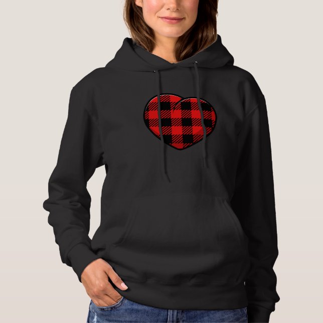 Sudadera Red Hearts Plaid buffalo Valentines day School gir (Anverso)