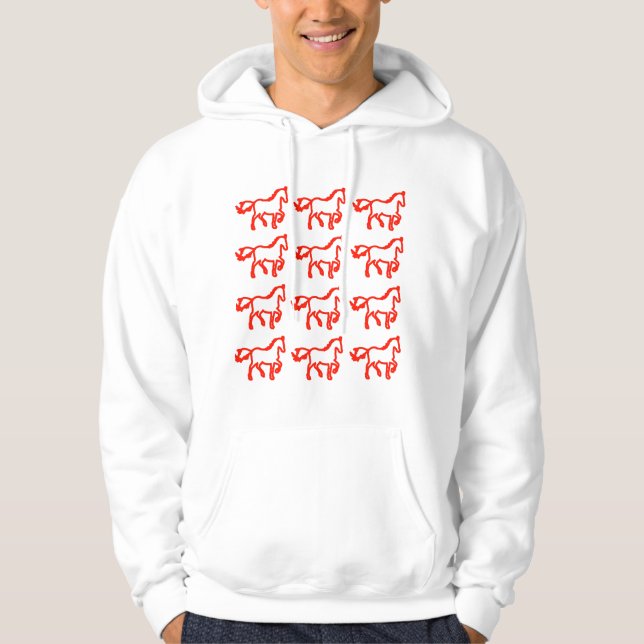 Sudadera Red Horse Pattern – Zodiac Horse Outline Design (Anverso)