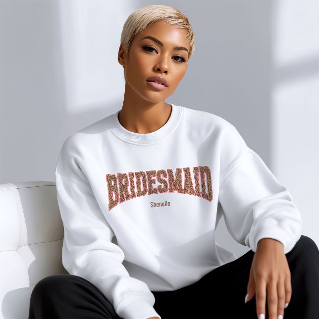 Sudadera Red + Leopard Print Varsity BRIDESMAID (Personalize with names, dates, locations or events)