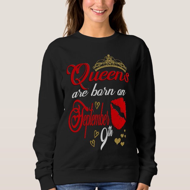 Sudadera Red Lip Print Queens are Born on September 9th Vir (Anverso)