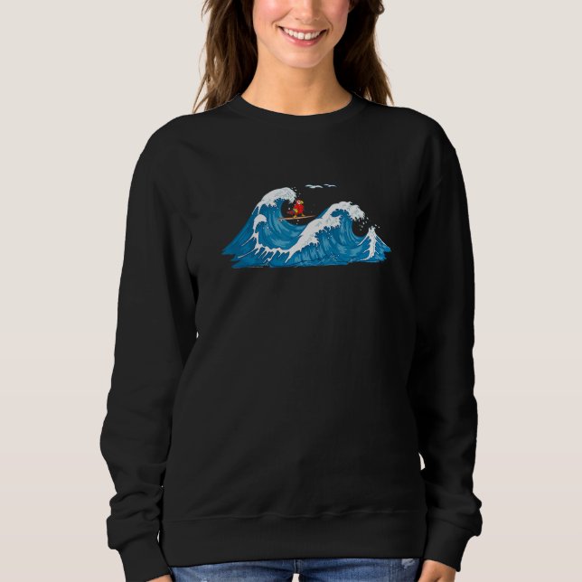 Sudadera Red Macaw Parrot Bird Wave Surfing (Anverso)