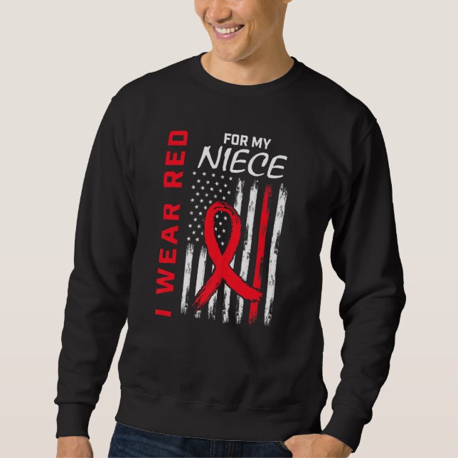 Sudadera Red Niece Heart Disease Awareness Flag Matching Fa (Anverso)
