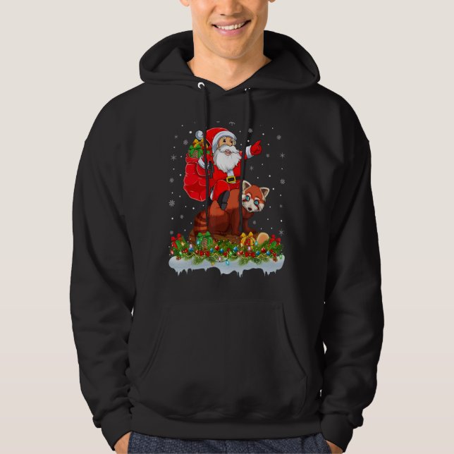 Sudadera Red Panda  Santa Riding Red Panda Christmas (Anverso)