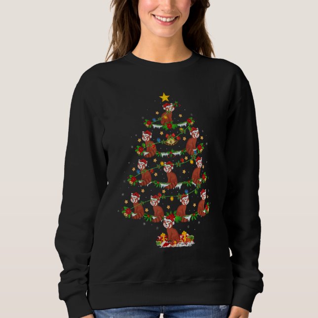 Sudadera Red Panda   Xmas Lights Red Panda Christmas Tree (Anverso)