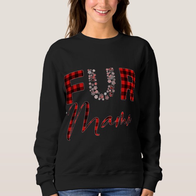 Sudadera Red plaid Fur mama perro gato papa impresión de bú (Anverso)