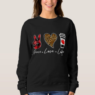 Sudadera Red Plaid Leopard Peace Love Coffee Amantes de Hip