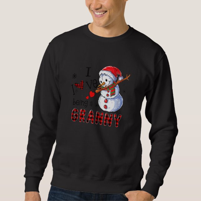 Sudadera Red Plaid Me Encanta Ser Una Abuela Snowman Dabbin (Anverso)
