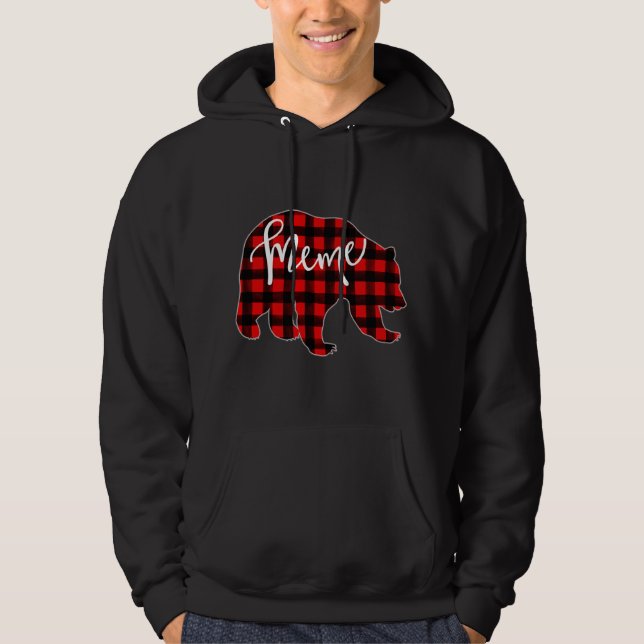Sudadera Red Plaid Meme De Oso Que Coincide Con La Familia  (Anverso)