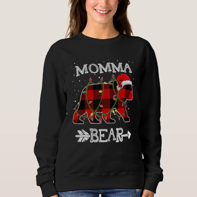 Sudadera Red Plaid Momma Bear Christmas Santa Family Matchi (Anverso)