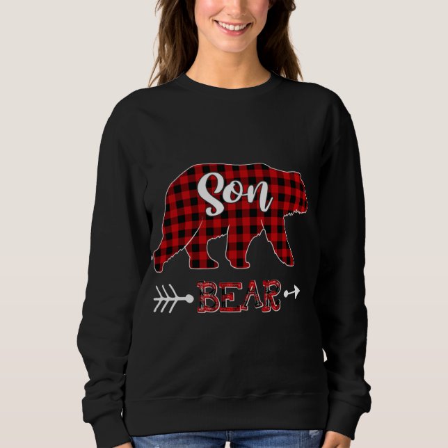 Sudadera Red Plaid Son Bear Shirt Matching Pajama Family Bu (Anverso)