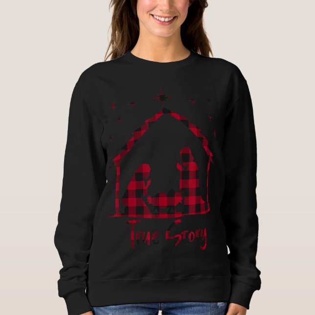 Sudadera Red Plaid True Story of Jesus Nati Navidades de na (Anverso)
