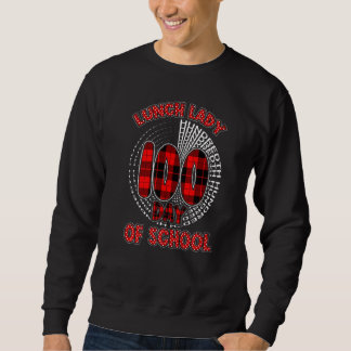 Sudadera Red Plaid Typography 100th day of School Lunch Lad