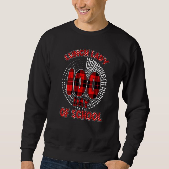 Sudadera Red Plaid Typography 100th day of School Lunch Lad (Anverso)