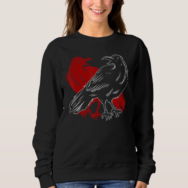 Sudadera Red Raven Spooky Gothic Animal Forest Bird Black C (Anverso)
