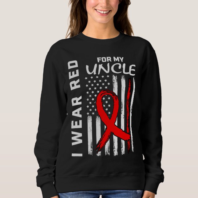 Sudadera Red Ribbon Uncle Heart Disease Awareness American  (Anverso)