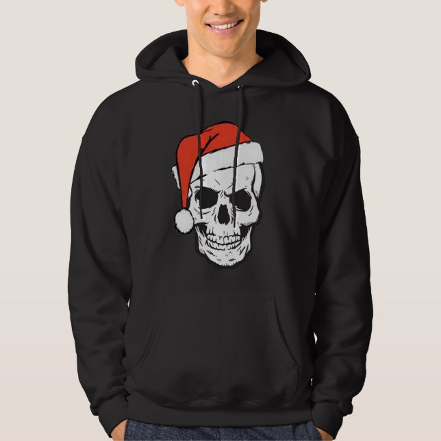 Sudadera Red Santa Hat Skull sobre divertidos Navidades Bla (Anverso)