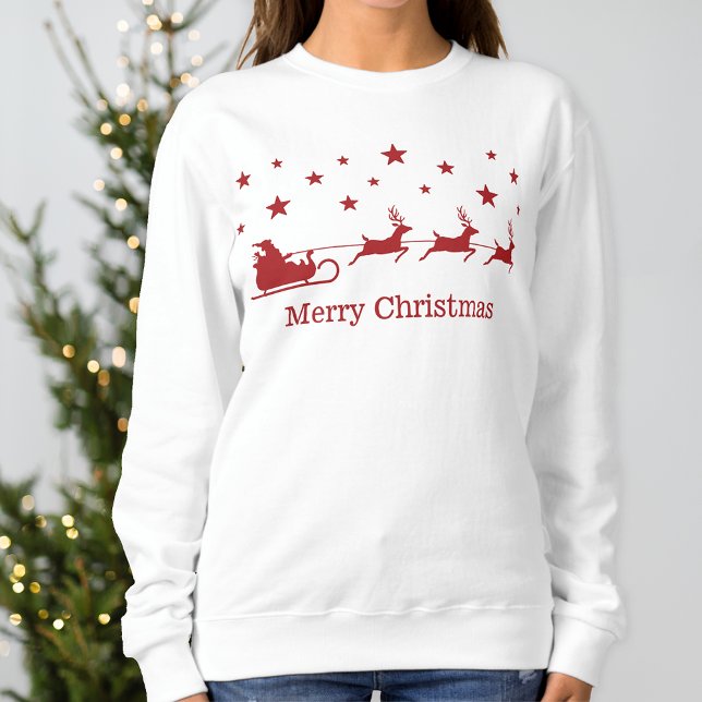 Sudadera Red Santa Sleigh Con Deer Y Feliz Navidad Textos (Subido por el creador)