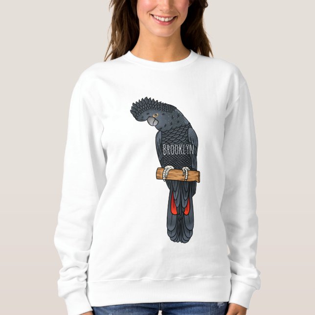 Sudadera Red-tailed black cockatoo bird cartoon  (Anverso)