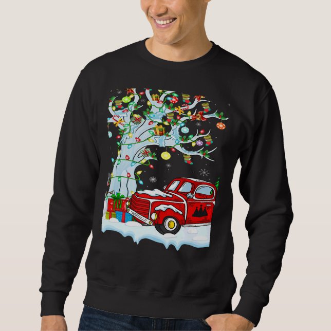 Sudadera Red Truck Lights Xmas Tree Snowman Red Truck Chris (Anverso)