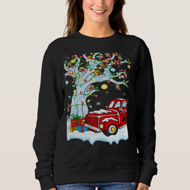 Sudadera Red Truck Lights Xmas Tree Snowman Red Truck Chris (Anverso)