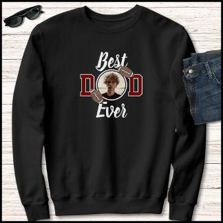 Sudadera Red & White Best Dad Ever 1 Photo Football Graphic