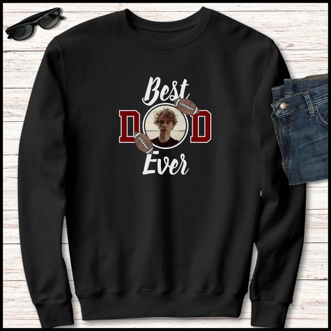 Sudadera Red & White Best Dad Ever 1 Photo Football Graphic (Subido por el creador)