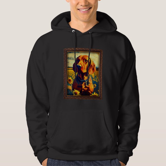 Sudadera Redbone Coonhound Painting Sunflower Flower Mom Wo (Anverso)