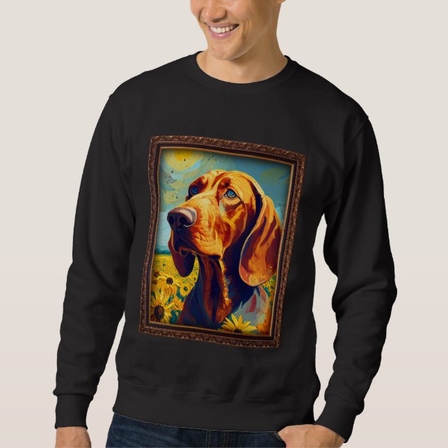 Sudadera Redbone Coonhound Painting Sunflower Flower Mom Wo (Anverso)