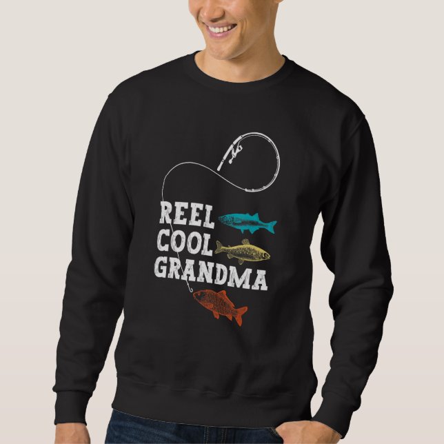 Sudadera Reel Cool Grandma Fishing Fisherman Funny Gag Vint (Anverso)