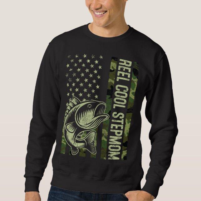 Sudadera Reel Cool Stepmom Camouflage American Flag Fishing (Anverso)