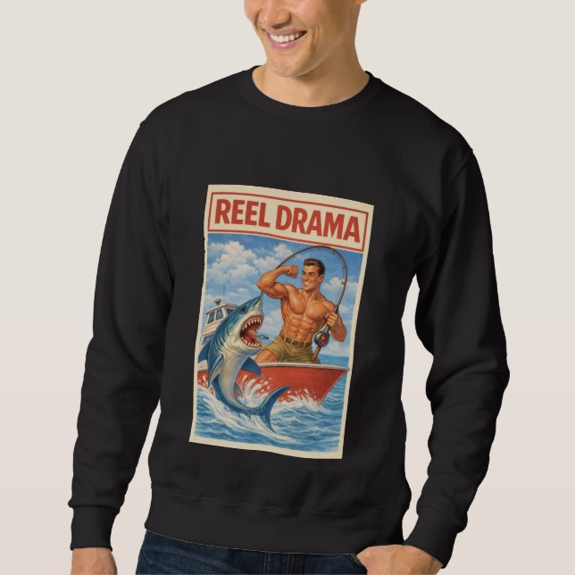 Sudadera Reel Drama Shark Fisherman | Funny Retro Boating (Anverso)