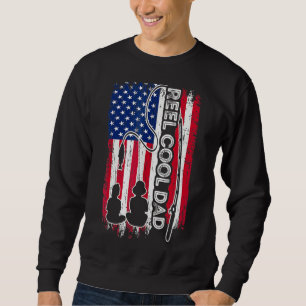 Sudadera Reel Guay Dad Fishman Daddy Usa Flag Pescando gras