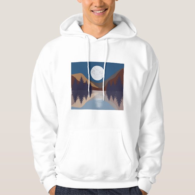 Sudadera Reflexión de la luna del bosque del paisaje del ab (Anverso)