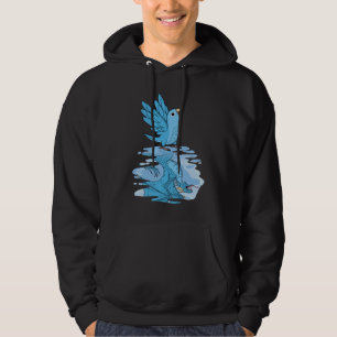 Sudadera Reflexión de loros y dragones en perdigón azul