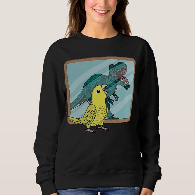 Sudadera Reflexión loro y rex en perrito amarillo (Anverso)