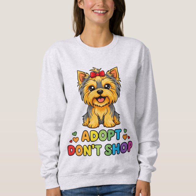 Sudadera Refugio de rescate de perro yorkie, adopta no comp (Anverso)